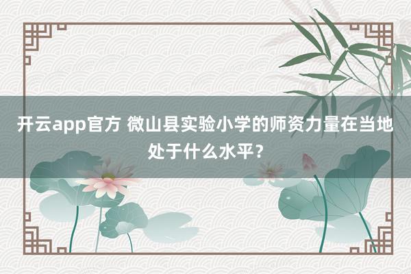 开云app官方 微山县实验小学的师资力量在当地处于什么水平？