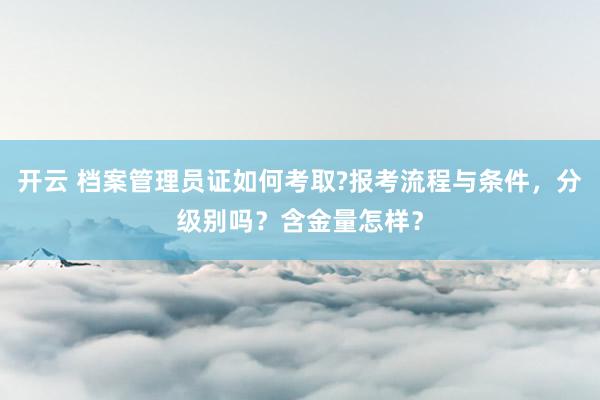 开云 档案管理员证如何考取?报考流程与条件，分级别吗？含金量怎样？