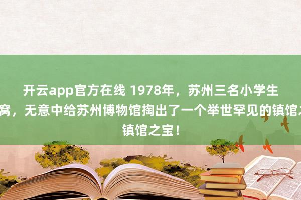 开云app官方在线 1978年，苏州三名小学生掏鸟窝，无意中给苏州博物馆掏出了一个举世罕见的镇馆之宝！
