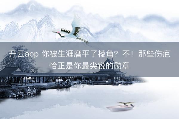 开云app 你被生涯磨平了棱角？不！那些伤疤恰正是你最尖锐的勋章